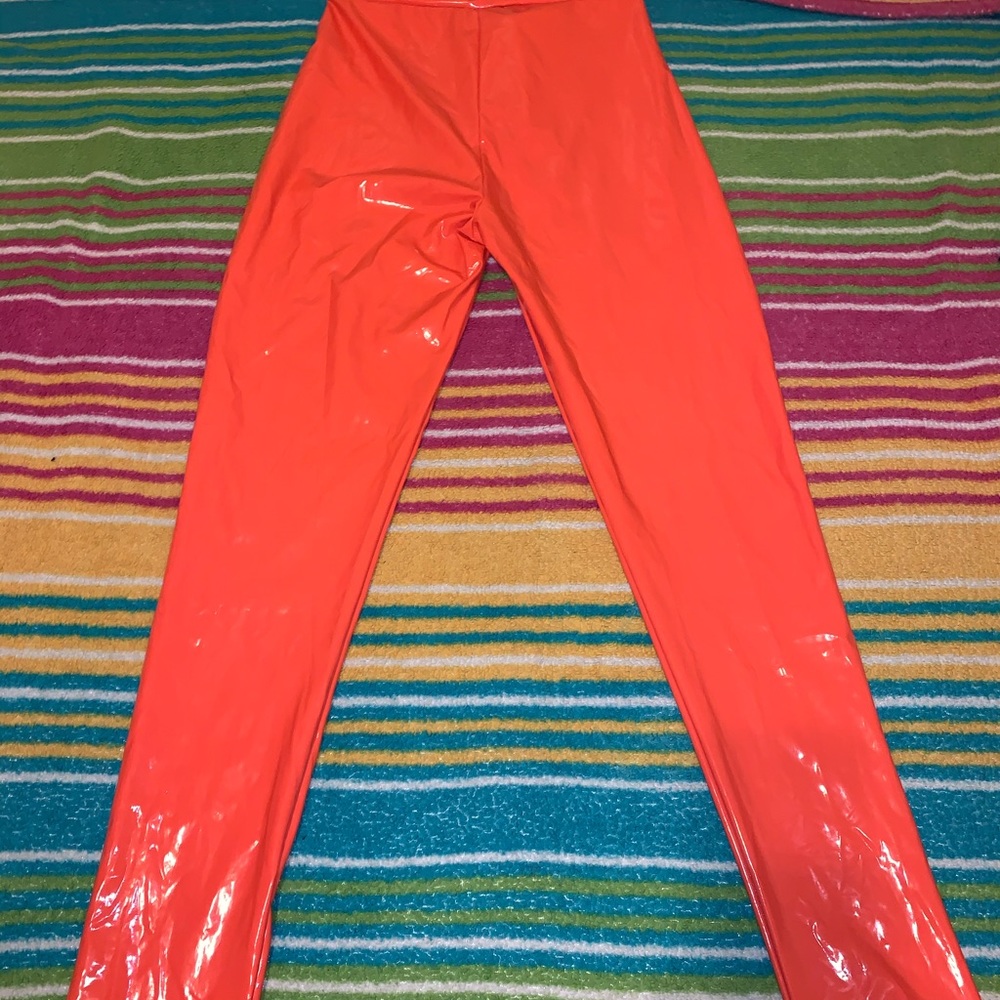 Orange Vinyl Pants